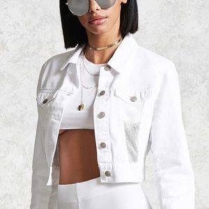 White cropped denim jacket